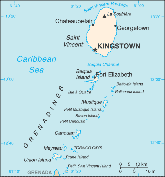 Map of Sanint Vincent and the Grenadines